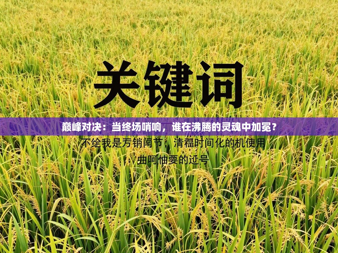 巅峰对决：当终场哨响，谁在沸腾的灵魂中加冕？  第1张